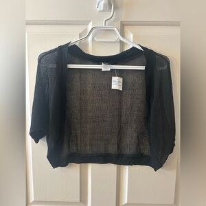 NWT! Vintage 2000s Vixen Black Sheer Open-Front Shrug Size Medium